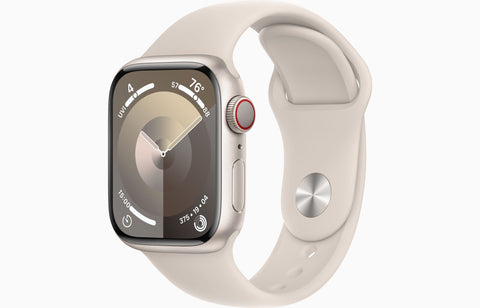 Apple Watch Series 9 GPS + Cellular 41mm Starlight Aluminum Case with Starlight Sport Band - M/L