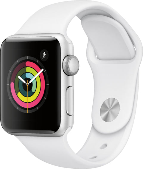 Apple Watch Series 3 38mm GPS Only, Silver Aluminum Case, White Sport Band