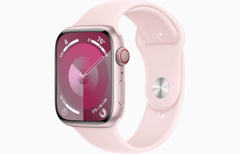 Apple Watch Series 9 GPS + Cellular 45mm Pink Aluminum Case with Light Pink Sport Band - S/M