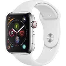 Apple Watch Series 4 Cell 44mm Stainless Steel White Sport Band